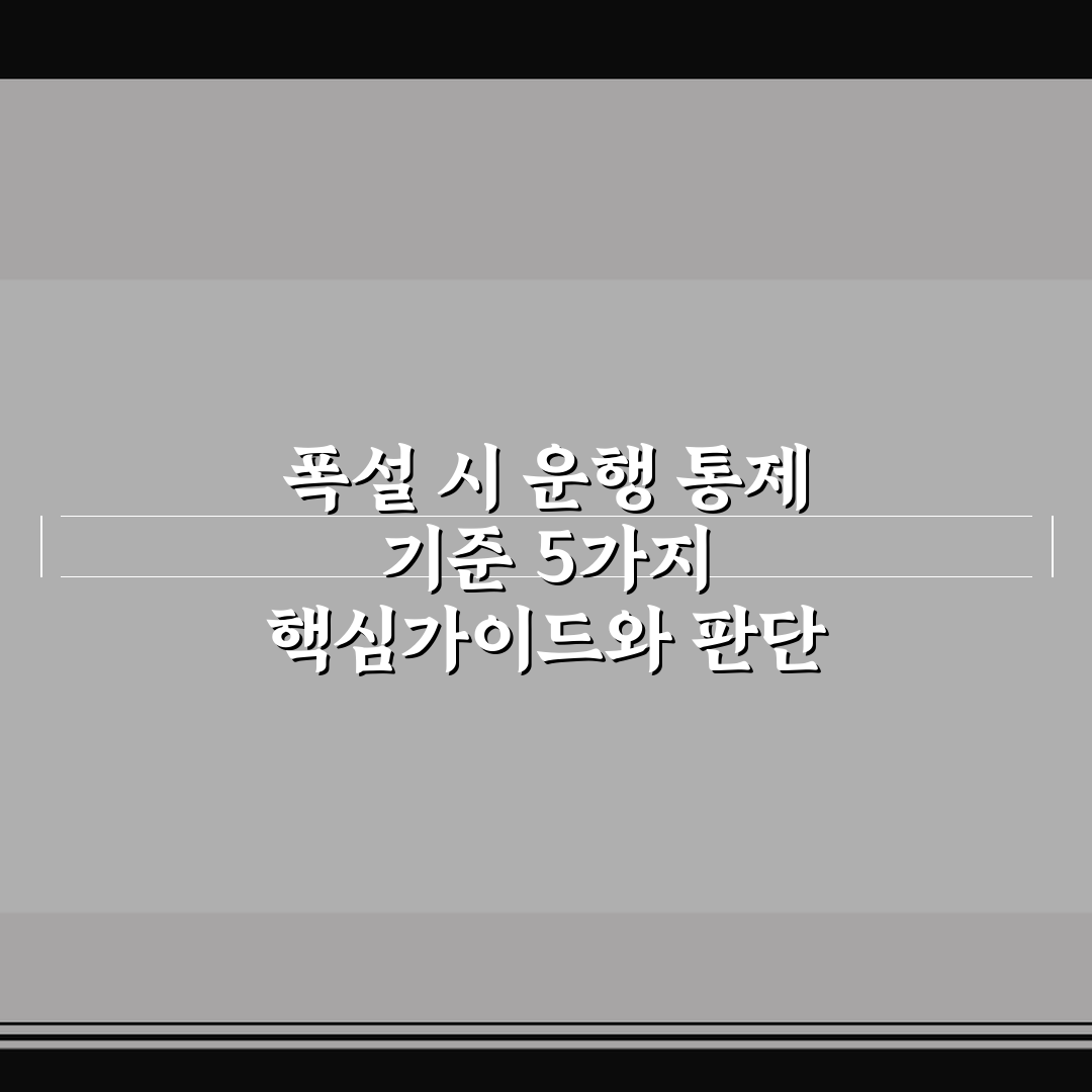 폭설 시 운행 통제 기준 5가지 핵심가이드와 판단 체크포인트