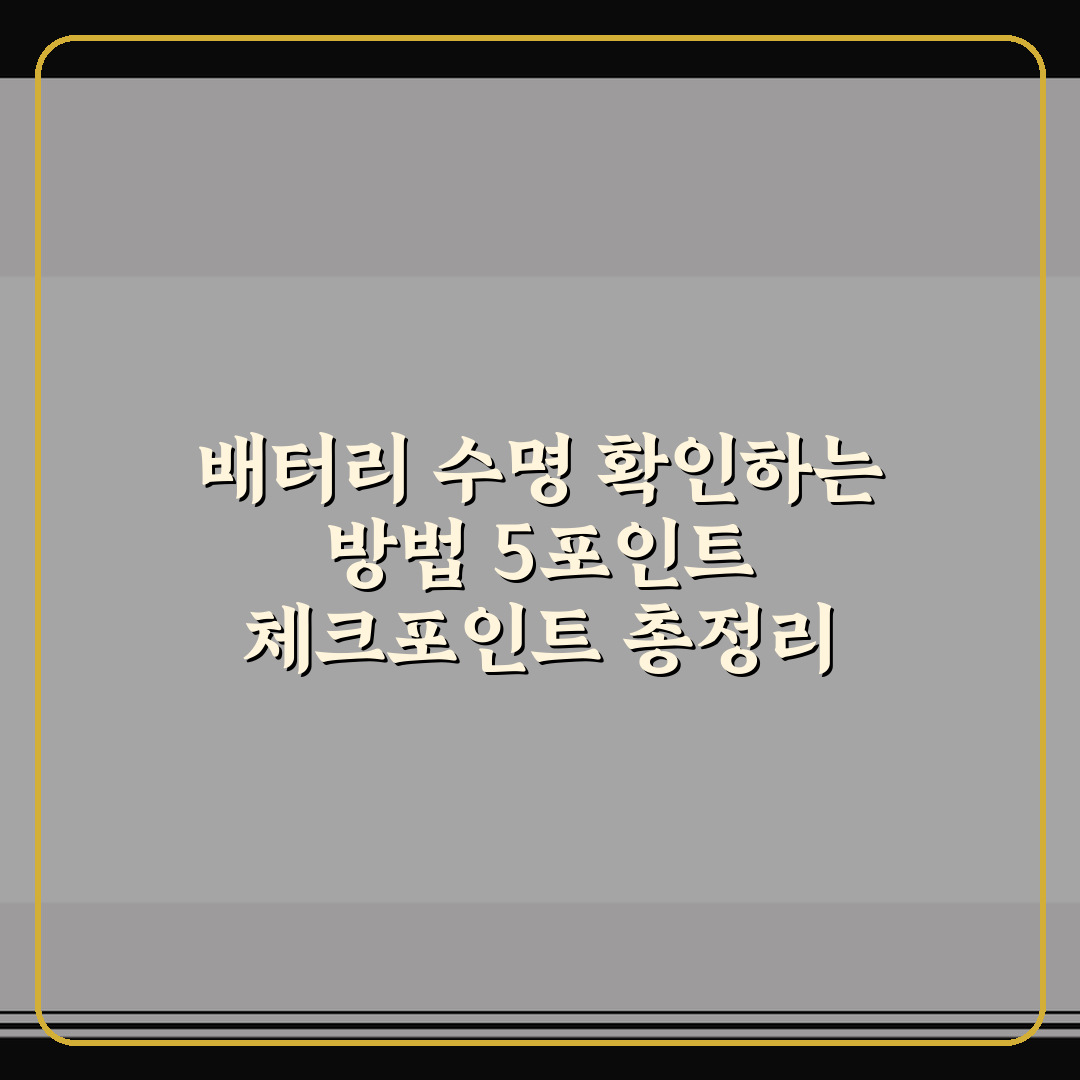 배터리 수명 확인하는 방법 5포인트 체크포인트 총정리