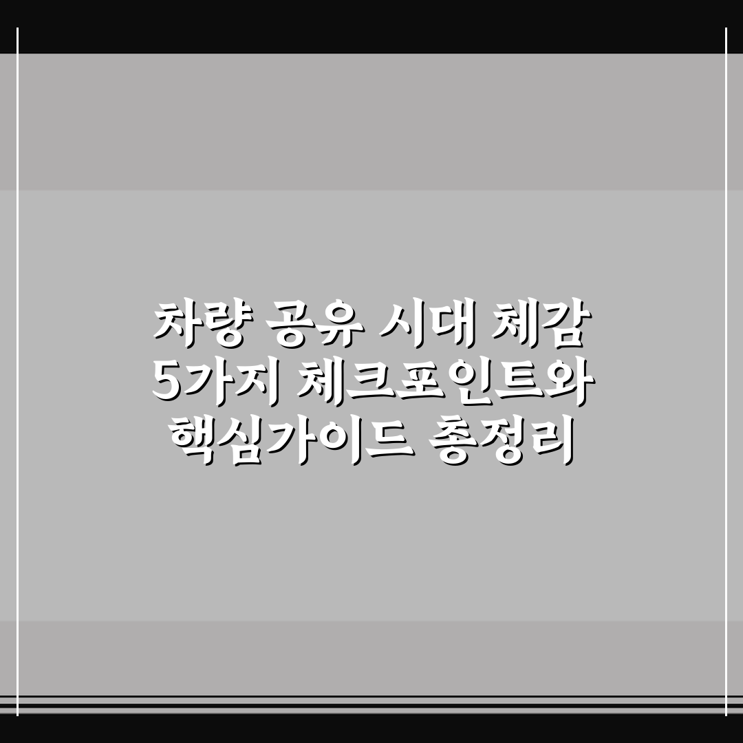 차량 공유 시대 체감 5가지 체크포인트와 핵심가이드 총정리