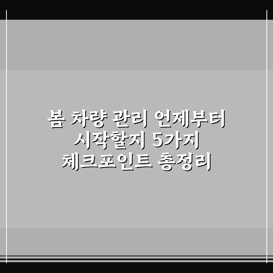 봄 차량 관리 언제부터 시작할지 5가지 체크포인트 총정리