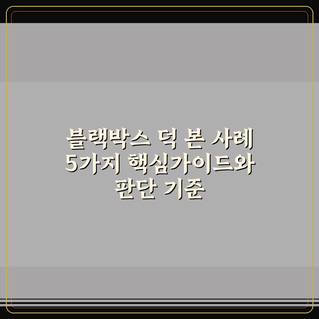 블랙박스 덕 본 사례 5가지 핵심가이드와 판단 기준