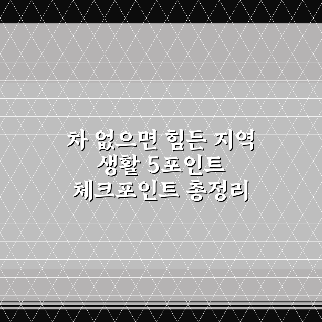 차 없으면 힘든 지역 생활 5포인트 체크포인트 총정리