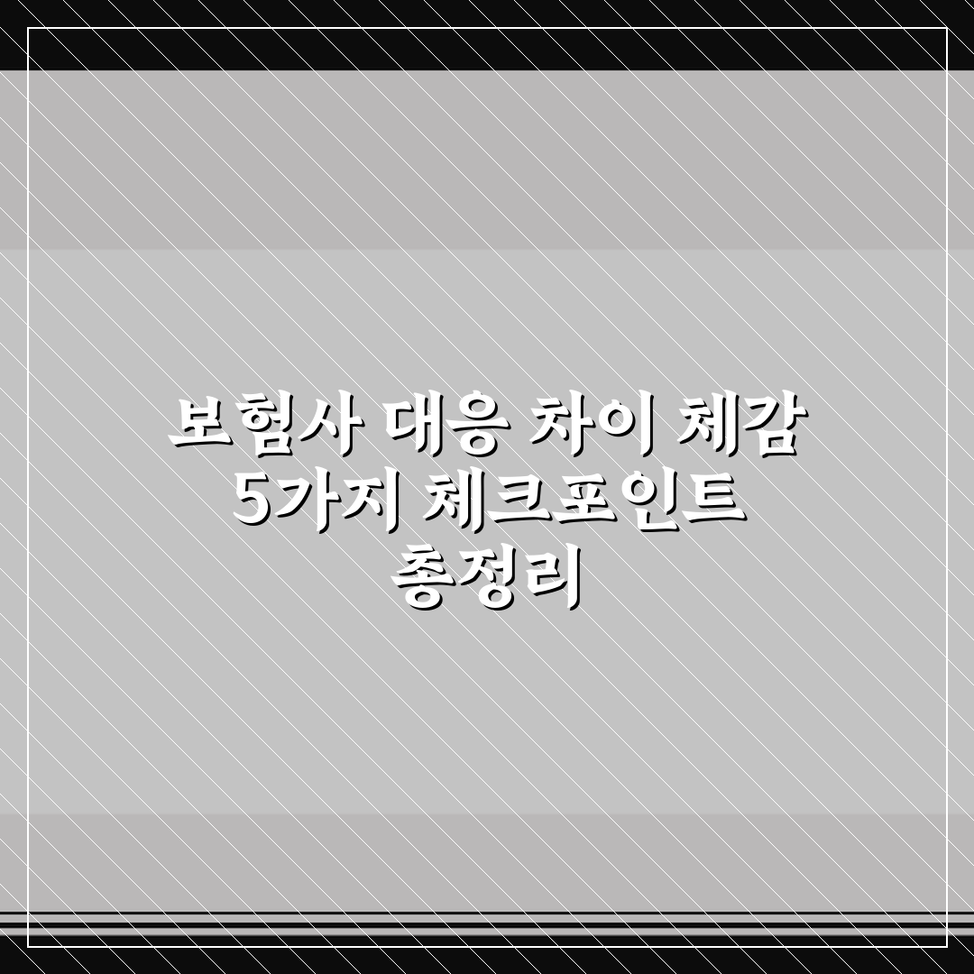 보험사 대응 차이 체감 5가지 체크포인트 총정리