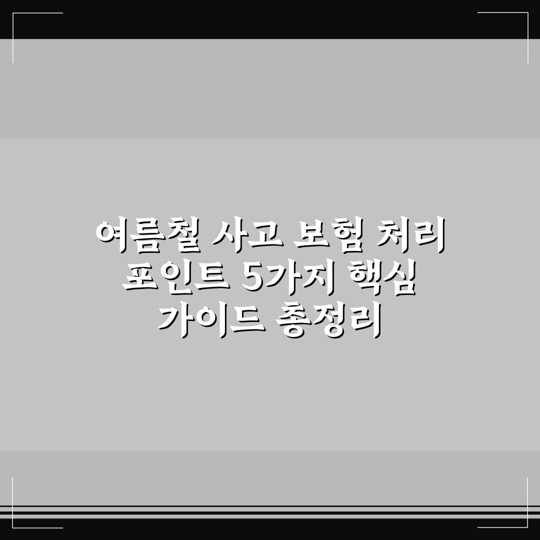 여름철 사고 보험 처리 포인트 5가지 핵심 가이드 총정리