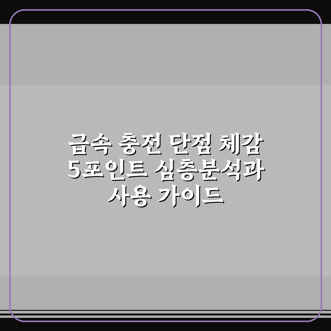 급속 충전 단점 체감 5포인트 심층분석과 사용 가이드