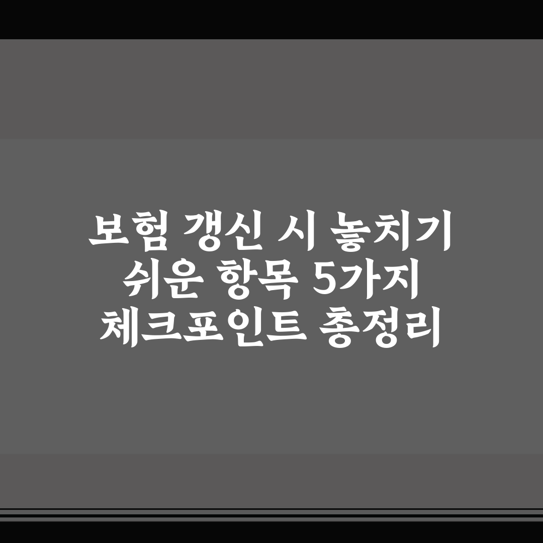 보험 갱신 시 놓치기 쉬운 항목 5가지 체크포인트 총정리