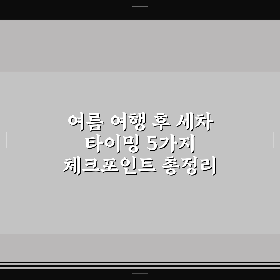 여름 여행 후 세차 타이밍 5가지 체크포인트 총정리