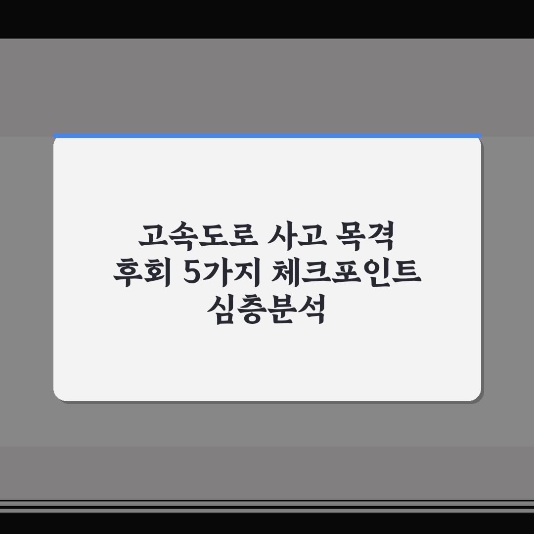 고속도로 사고 목격 후회 5가지 체크포인트 심층분석