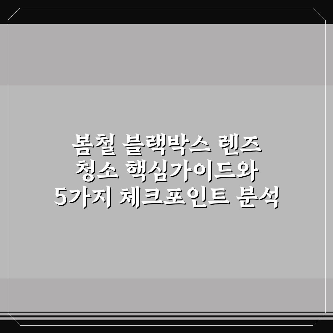 봄철 블랙박스 렌즈 청소 핵심가이드와 5가지 체크포인트 분석