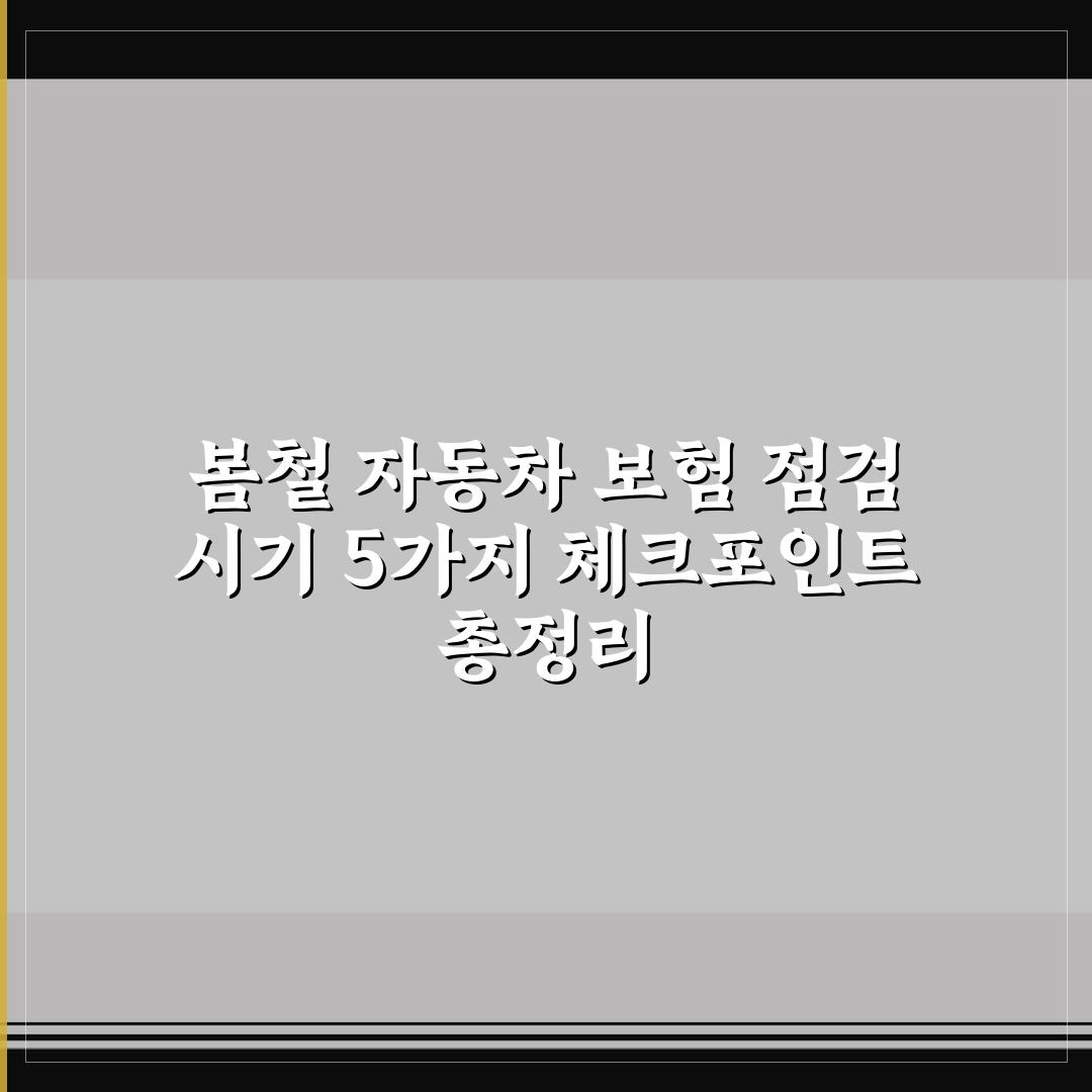 봄철 자동차 보험 점검 시기 5가지 체크포인트 총정리