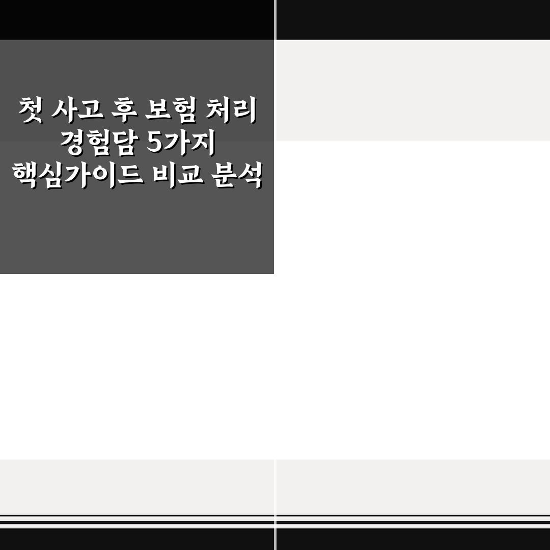 첫 사고 후 보험 처리 경험담 5가지 핵심가이드 비교 분석