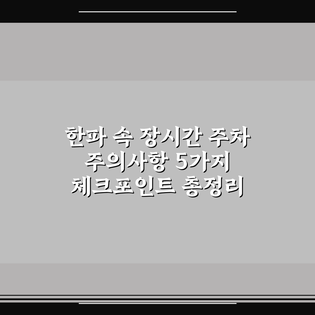 한파 속 장시간 주차 주의사항 5가지 체크포인트 총정리