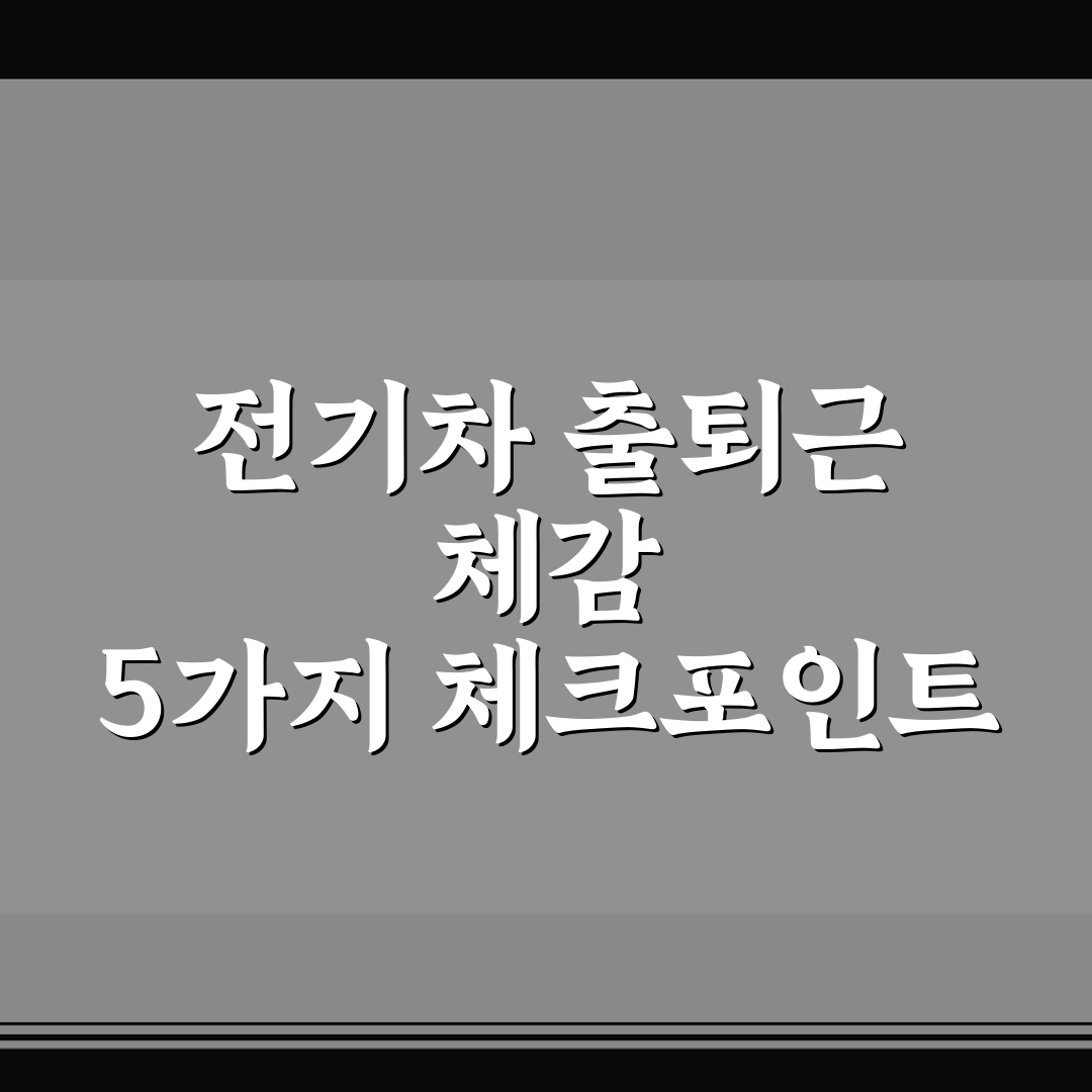 전기차 출퇴근 체감 5가지 체크포인트 심층분석