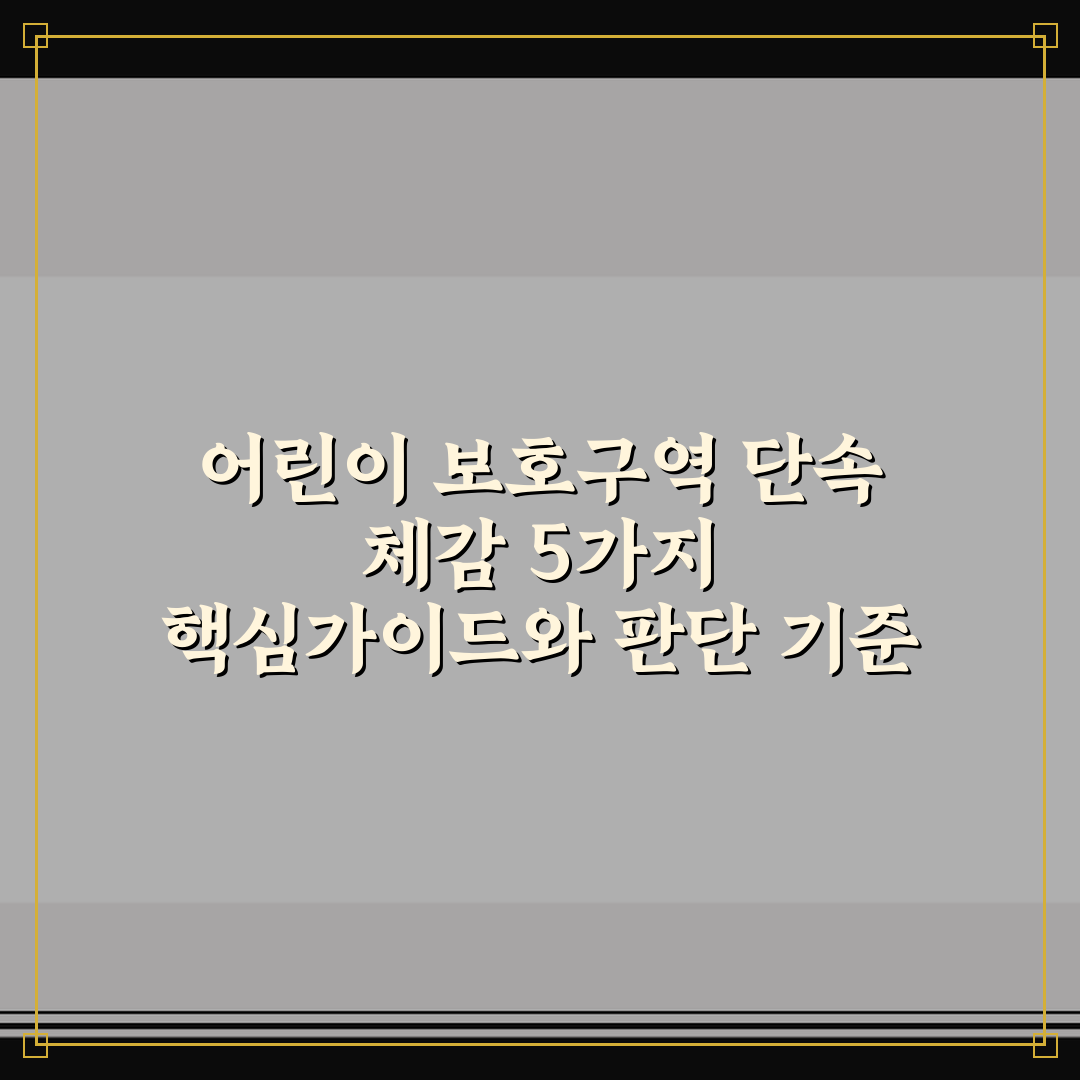 어린이 보호구역 단속 체감 5가지 핵심가이드와 판단 기준