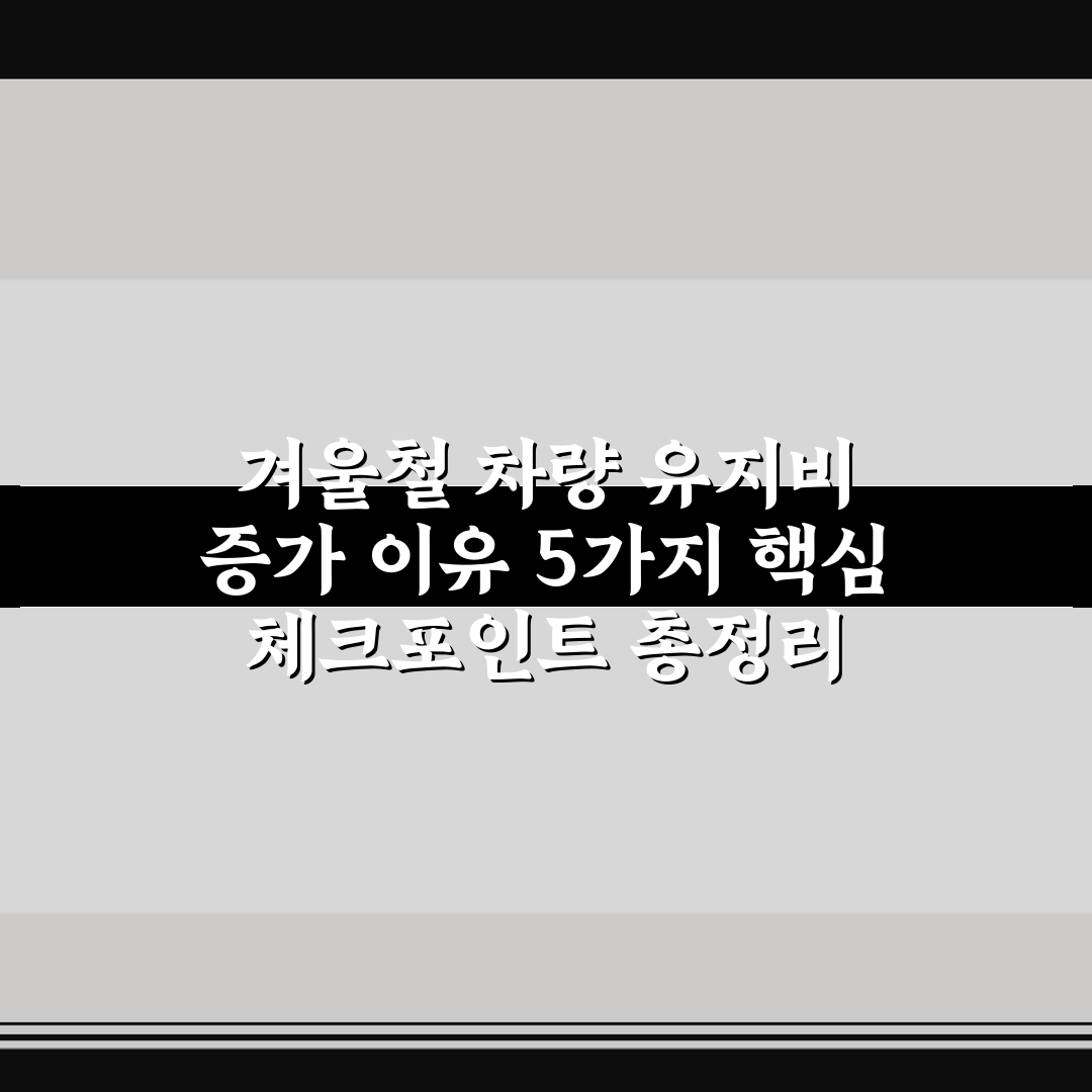 겨울철 차량 유지비 증가 이유 5가지 핵심 체크포인트 총정리