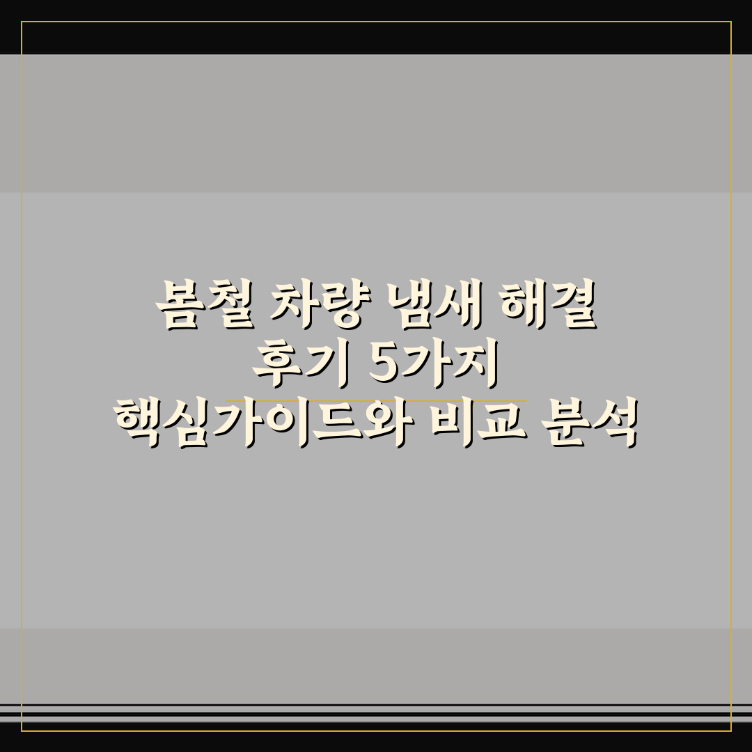 봄철 차량 냄새 해결 후기 5가지 핵심가이드와 비교 분석