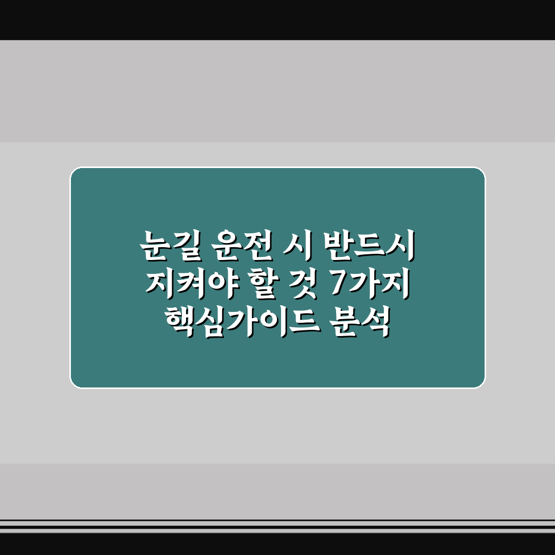 눈길 운전 시 반드시 지켜야 할 것 7가지 핵심가이드 분석