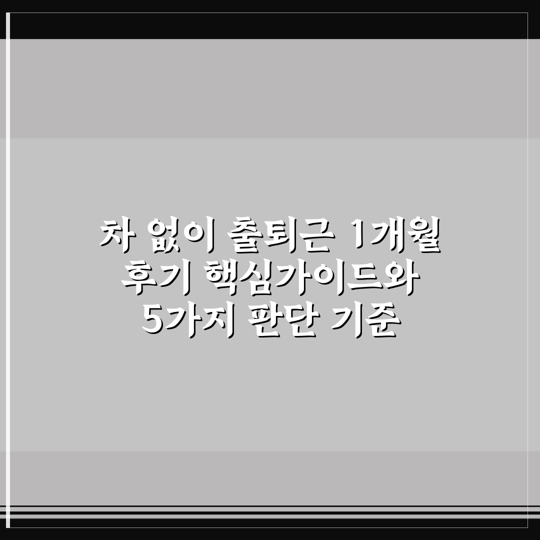 차 없이 출퇴근 1개월 후기 핵심가이드와 5가지 판단 기준