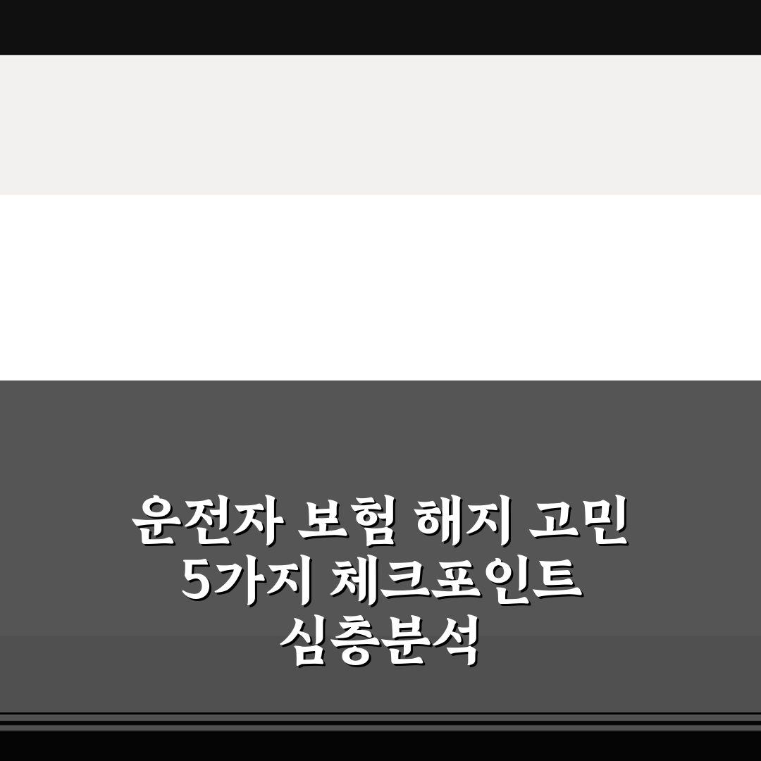 운전자 보험 해지 고민 5가지 체크포인트 심층분석