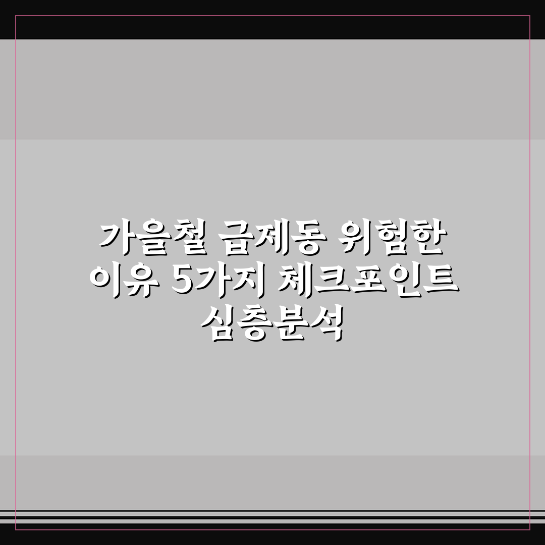 가을철 급제동 위험한 이유 5가지 체크포인트 심층분석