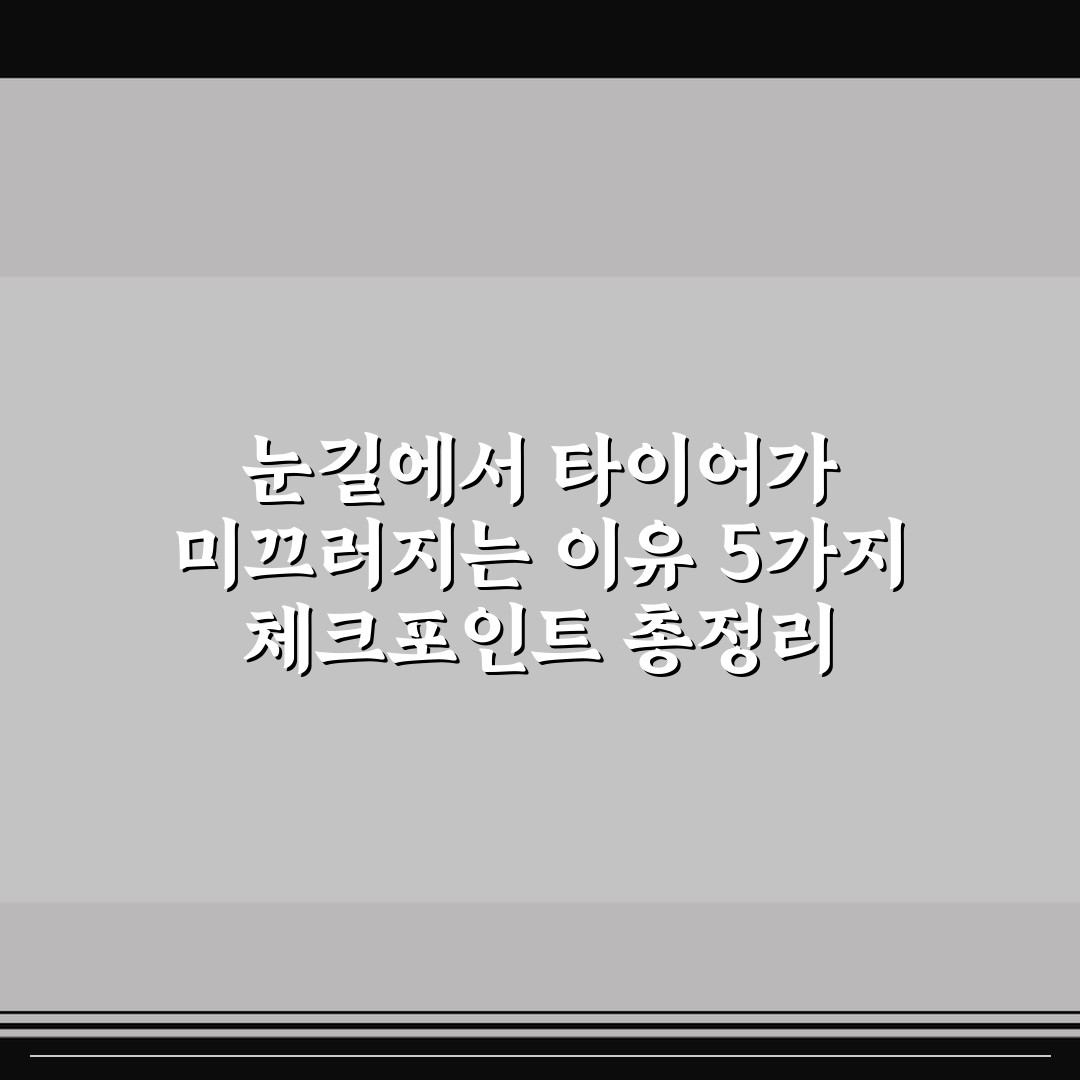 눈길에서 타이어가 미끄러지는 이유 5가지 체크포인트 총정리