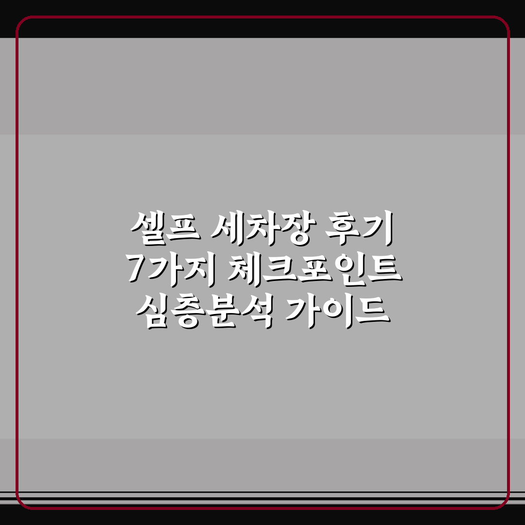 셀프 세차장 후기 7가지 체크포인트 심층분석 가이드
