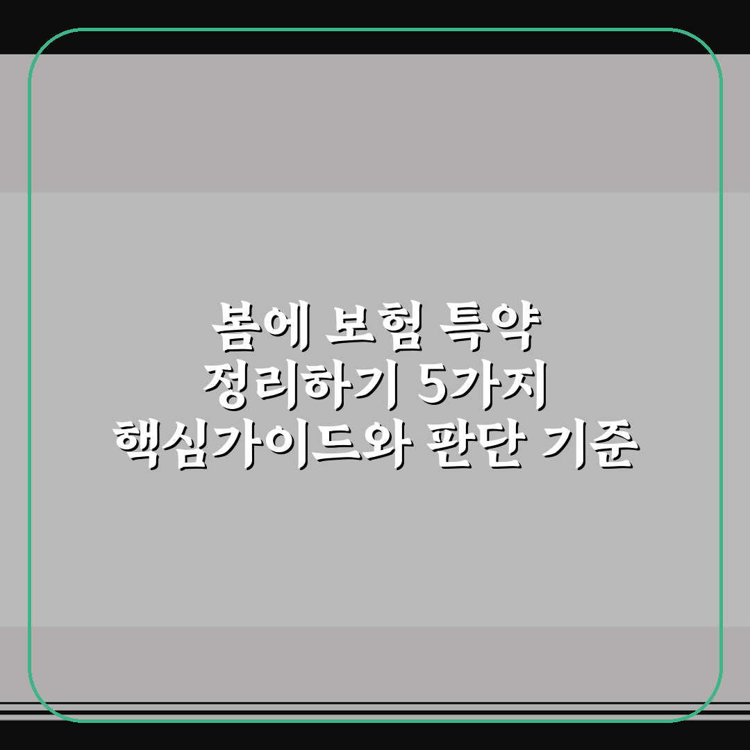 봄에 보험 특약 정리하기 5가지 핵심가이드와 판단 기준