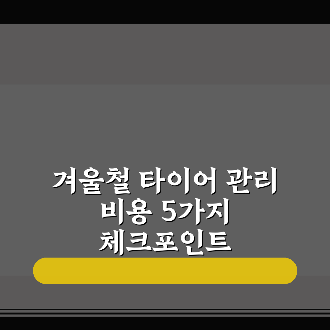 겨울철 타이어 관리 비용 5가지 체크포인트 총정리