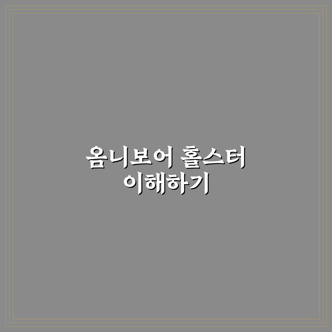 옴니보어 홀스터 사용법과 선택 꿀팁 알려드려요