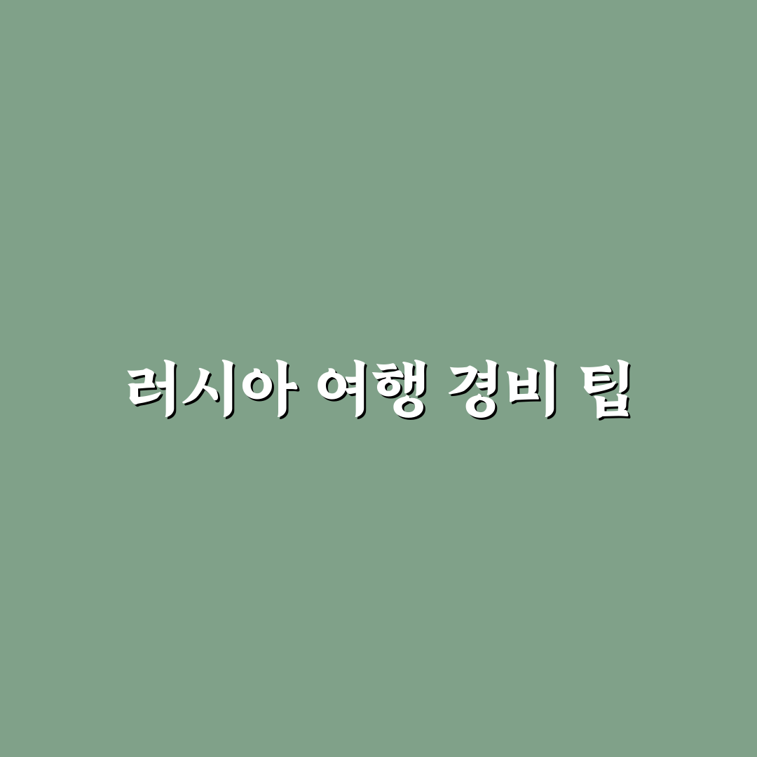 러시아 여행 경비 꿀팁과 절약 방법 정리